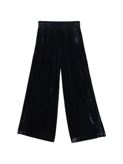Bosswear Kids' Velvet Wide-leg Trousers In Blue