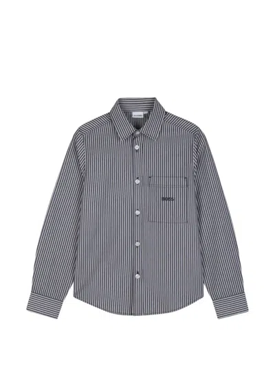 Bosswear Kids' Vertical-stripe Shirt In Gray
