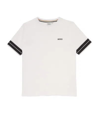 Bosswear Boss Kidswear Woven-trim Logo T-shirt (4-16 Years) In White