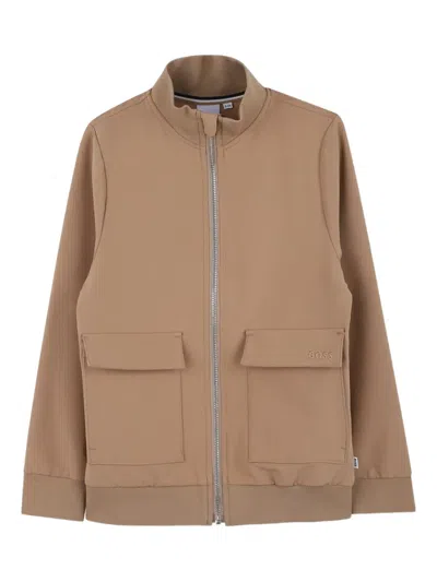 Bosswear Kids' Zip-front Pocket Bomber Jacket In Brown