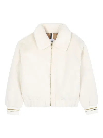 Bosswear Kids' Zip-up Faux Fur Jacket In White