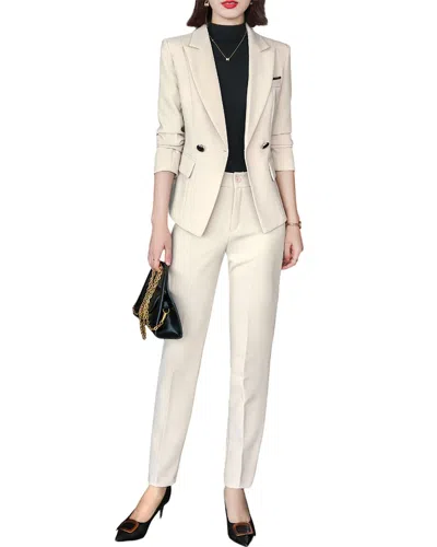 Bossy Chic 2pc Blazer & Pant Set In Neutral
