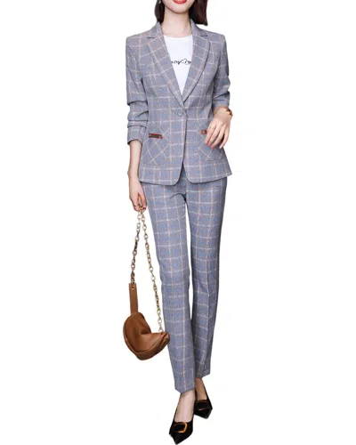 Bossy Chic 2pc Blazer & Pant Set In Grey