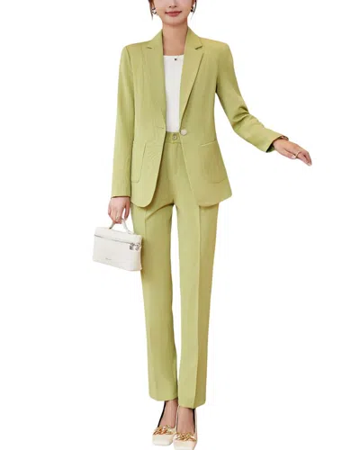Bossy Chic 2pc Blazer & Pant Set In Green
