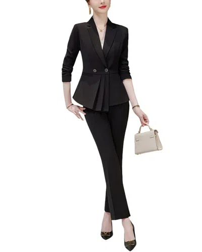 Bossy Chic 2pc Blazer & Pant Set In Black