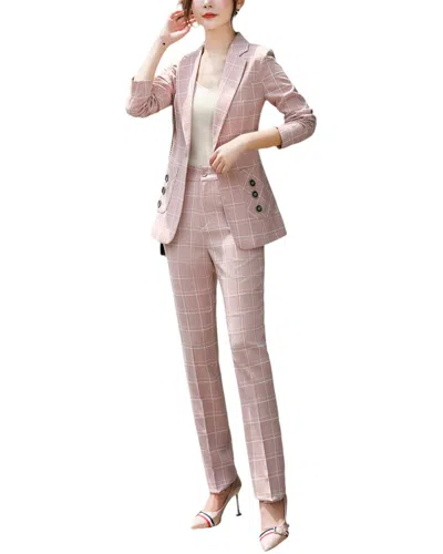 Bossy Chic 2pc Blazer & Pant Set In Pink