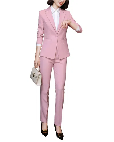 Bossy Chic 2pc Blazer & Pant Set In Pink