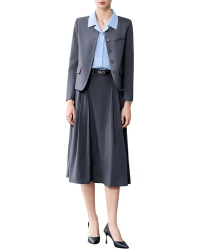Bossy Chic 2pc Blazer & Skirt Set In Gray