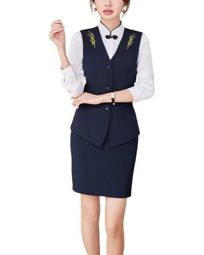 Bossy Chic 2pc Vest & Skirt Set In Black