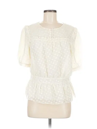 Pre-owned Boston Design Studio Short Sleeve Blouse In White