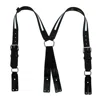 Boston Leather Leather Reflective Button End Fireman Work Suspenders In Black