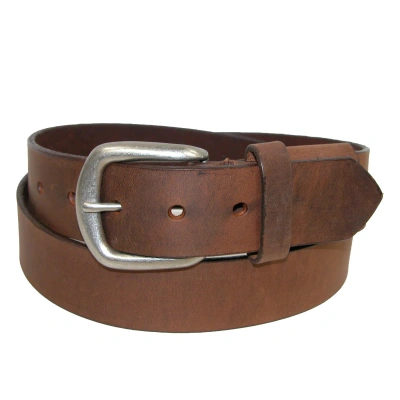 Boston Leather Men's Big & Tall Aged Bark Leather Hidden Stretch Belt In Brown