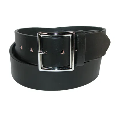 Boston Leather Men's Big & Tall Leather Garrison Belt With Hidden Elastic Stretch In Black