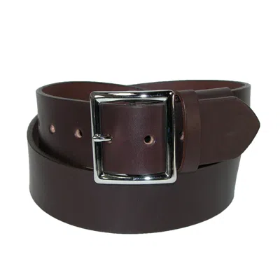 Boston Leather Men's Big & Tall Leather Garrison Belt With Hidden Elastic Stretch In Brown