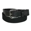 Boston Leather Men's Cotton Web Belt With Leather Tabs In Black