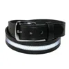 Boston Leather Men's Leather Work Belt With Reflective Safety Stripe In Black