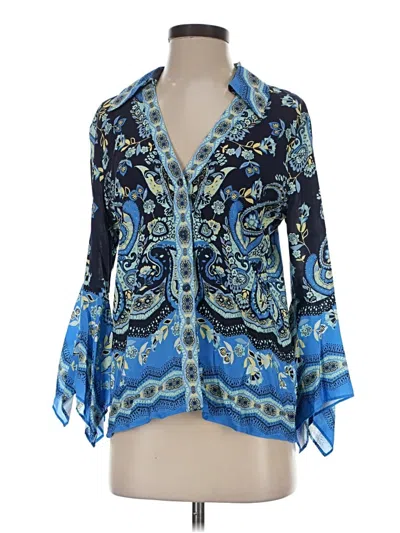 Pre-owned Boston Proper 3/4 Sleeve Blouse In Blue