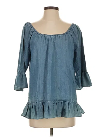 Pre-owned Boston Proper 3/4 Sleeve Blouse In Blue