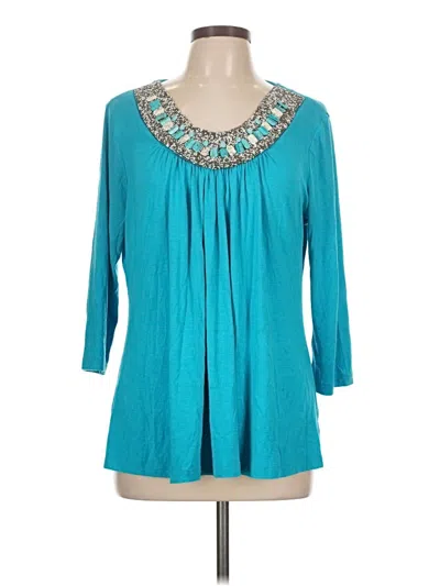 Pre-owned Boston Proper 3/4 Sleeve Blouse In Blue