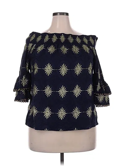 Pre-owned Boston Proper 3/4 Sleeve Blouse In Blue
