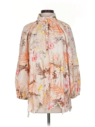 Pre-owned Boston Proper 3/4 Sleeve Blouse In Brown