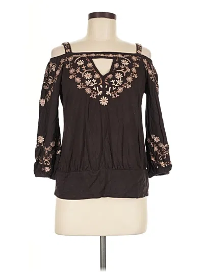 Pre-owned Boston Proper 3/4 Sleeve Blouse In Brown