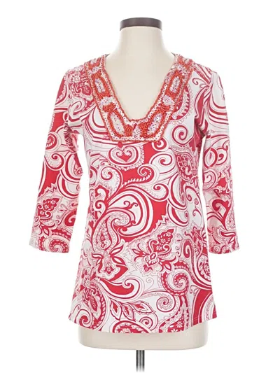 Pre-owned Boston Proper 3/4 Sleeve Blouse In Red