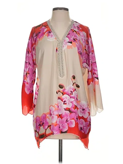 Pre-owned Boston Proper 3/4 Sleeve Blouse In Tan