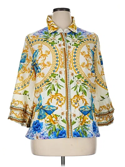 Pre-owned Boston Proper 3/4 Sleeve Button Down Shirt In Gold