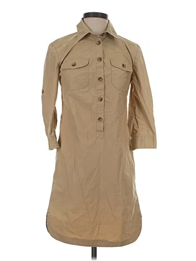 Pre-owned Boston Proper 3/4 Sleeve Button Down Shirt In Tan