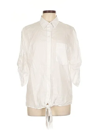 Pre-owned Boston Proper 3/4 Sleeve Button Down Shirt In White