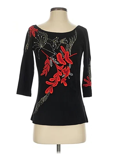 Pre-owned Boston Proper 3/4 Sleeve Top Black Boatneck Tops