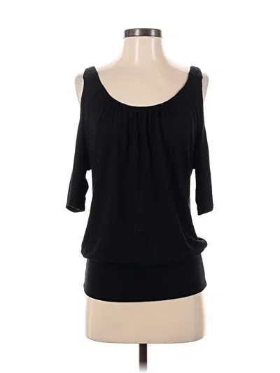 Pre-owned Boston Proper 3/4 Sleeve Top Black Cold Shoulder Neckline Tops