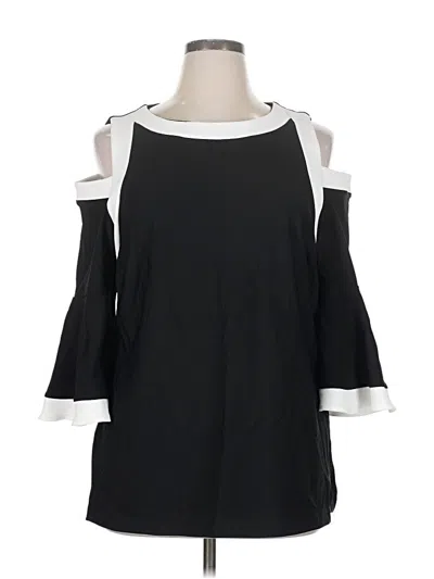 Pre-owned Boston Proper 3/4 Sleeve Top Black Cold Shoulder Neckline Tops