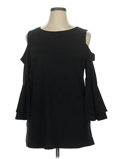 Pre-owned Boston Proper 3/4 Sleeve Top Black Cold Shoulder Neckline Tops