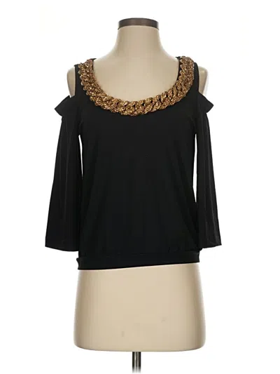 Pre-owned Boston Proper 3/4 Sleeve Top Black Cold Shoulder Neckline Tops