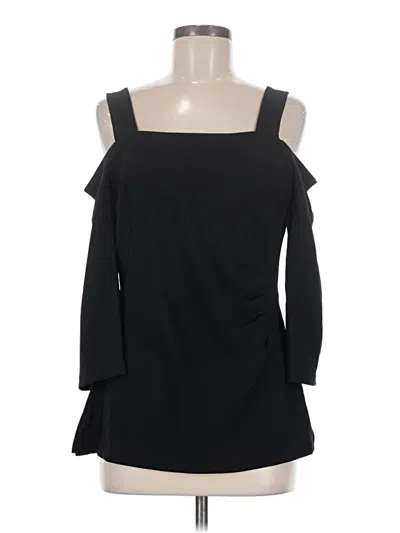 Pre-owned Boston Proper 3/4 Sleeve Top Black Cold Shoulder Neckline Tops