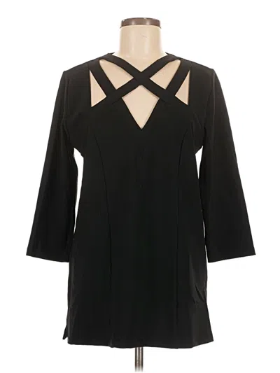 Pre-owned Boston Proper 3/4 Sleeve Top Black Keyhole Neckline Tops