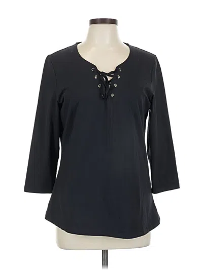 Pre-owned Boston Proper 3/4 Sleeve Top Black Keyhole Neckline Tops