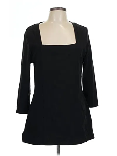 Pre-owned Boston Proper 3/4 Sleeve Top Black Square Neckline Tops