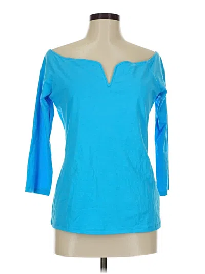 Pre-owned Boston Proper 3/4 Sleeve Top Blue One Shoulder Neckline Tops