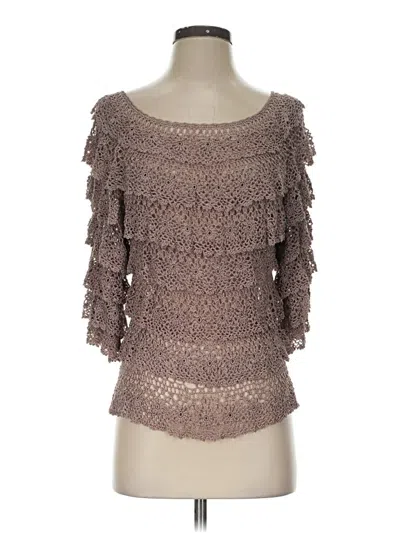 Pre-owned Boston Proper 3/4 Sleeve Top Brown Cold Shoulder Neckline Tops