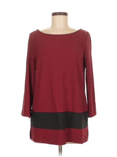 Pre-owned Boston Proper 3/4 Sleeve Top Burgundy Boatneck Tops
