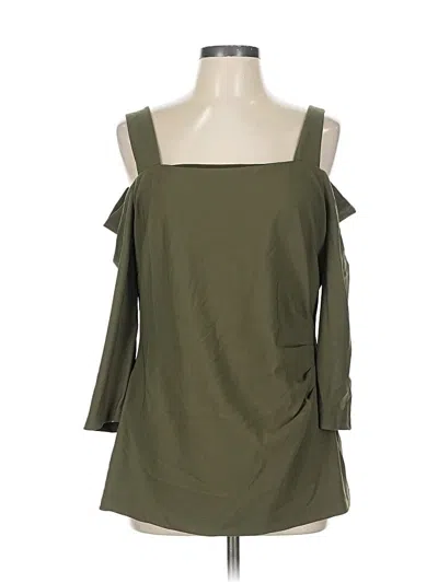 Pre-owned Boston Proper 3/4 Sleeve Top Green Cold Shoulder Neckline Tops