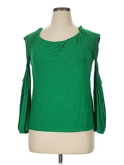 Pre-owned Boston Proper 3/4 Sleeve Top Green Cold Shoulder Neckline Tops