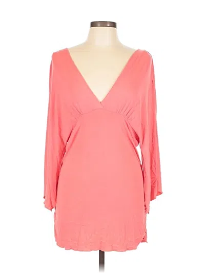 Pre-owned Boston Proper 3/4 Sleeve Top Pink Plunge Neckline Tops
