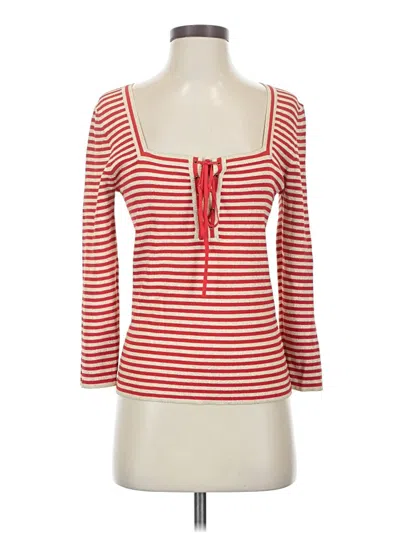 Pre-owned Boston Proper 3/4 Sleeve Top Red Sweetheart Neckline Tops