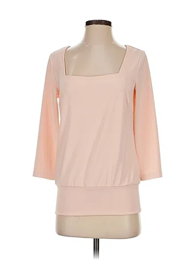 Pre-owned Boston Proper 3/4 Sleeve Top Tan Square Neckline Tops In Brown