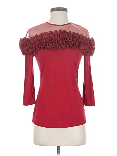 Pre-owned Boston Proper 3/4 Sleeve T-shirt In Burgundy