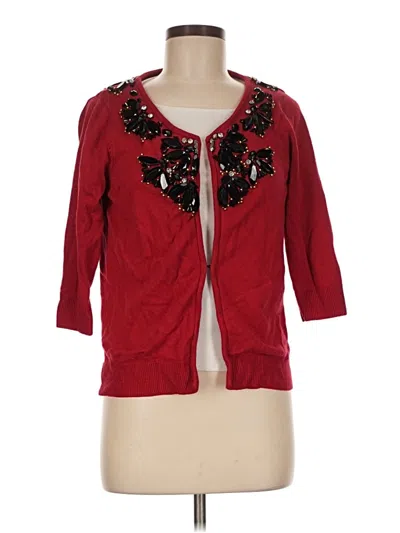 Pre-owned Boston Proper Cardigan Sweater In Red